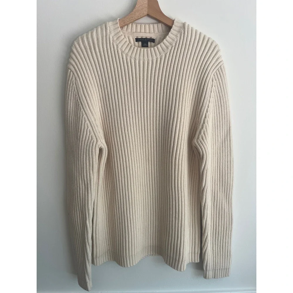 Banana Republic‎ Men's Cotton Crew Neck Chunky Sweater Size XL Cream